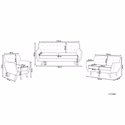 Living Room Set BODO Velvet Grey 6 Seater - Additional view 2