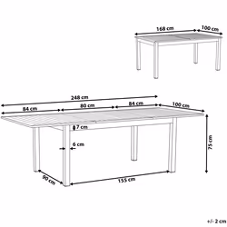Extending Garden Dining Table PANCOLE 168/248 cm 100 cm Metal Grey
