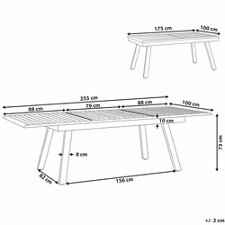 Extending Garden Dining Table PERETA 175/255 cm 100 cm Metal Light Grey