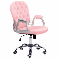 Desk Chair Swivel PRINCESS Faux Leather Pink