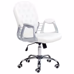 Office Chair Swivel PRINCESS Faux Leather White