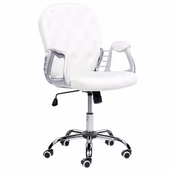 Office Chair Swivel PRINCESS Faux Leather White