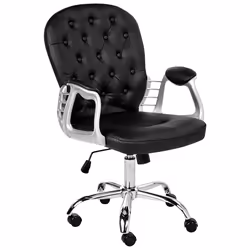 Desk Chair Swivel PRINCESS Faux Leather Black