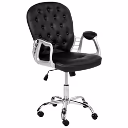 Desk Chair Swivel PRINCESS Faux Leather Black