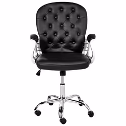 Desk Chair Swivel PRINCESS Faux Leather Black
