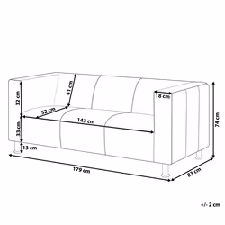 Sofa FLORO Faux Leather White 3 Seater