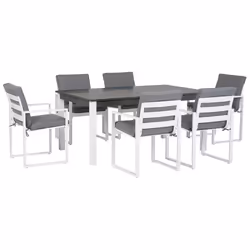 Garden Dining Set 6 Seater PANCOLE with Cushions Metal Grey