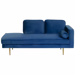 Right Hand Chaise Lounge MIRAMAS Velvet Navy Blue