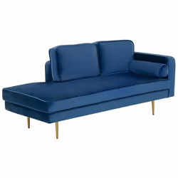 Right Hand Chaise Lounge MIRAMAS Velvet Navy Blue