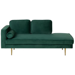 Left Hand Chaise Lounge MIRAMAS Velvet Emerald Green