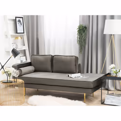 Left Hand Chaise Lounge MIRAMAS Velvet Taupe - Additional view 4