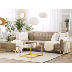 Modular Corner Sofa Bed ABERDEEN Velvet Sand Beige 4 Seater Right Hand
