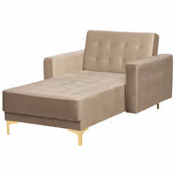 Chaise Longue ABERDEEN Velvet Sand Beige