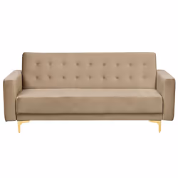 Sofa Bed ABERDEEN Velvet Sand Beige 3 Seater
