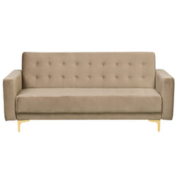 Sofa Bed ABERDEEN Velvet Sand Beige 3 Seater