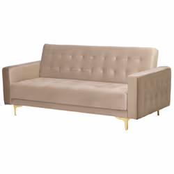 Sofa Bed ABERDEEN Velvet Sand Beige 3 Seater