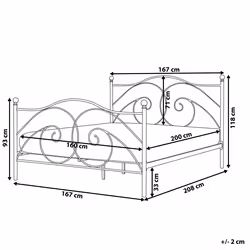Bed Metal DINARD 160 x 200 cm (EU King Size) White