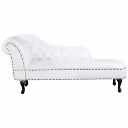 Left Hand Chaise Lounge NIMES Faux Leather White