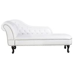Left Hand Chaise Lounge NIMES Faux Leather White
