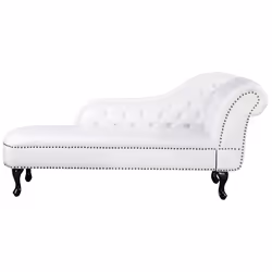 Right Hand Chaise Lounge NIMES Faux Leather White