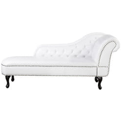 Right Hand Chaise Lounge NIMES Faux Leather White