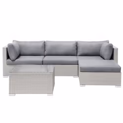 Garden Corner Sofa with Table 4 Seater SANO II Left Hand Modular PE Rattan Light Grey