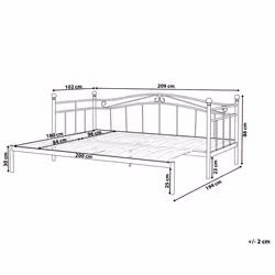 Trundle Bed Metal TULLE 90 x 200 cm (EU Single) White