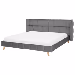 Bed Velvet SENLIS 180 x 200 cm (EU Super King) Grey