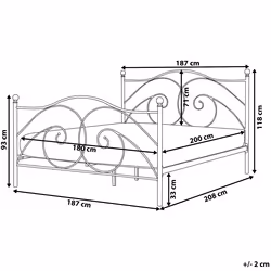 Bed Metal DINARD 180 x 200 cm (EU Super King) Black