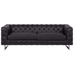 Sofa VISSLAND Faux Leather Black 3 Seater