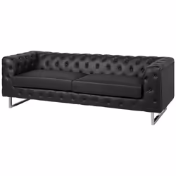 Sofa VISSLAND Faux Leather Black 3 Seater