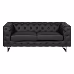 Sofa VISSLAND Faux Leather Black 2 Seater