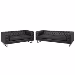 Living Room Set VISSLAND Faux Leather Black 5 Seater