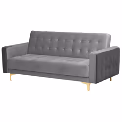 Sofa Bed ABERDEEN Velvet Grey 3 Seater