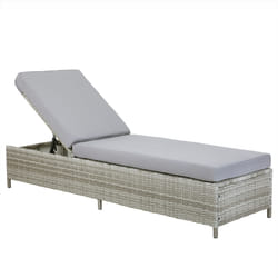 Sun Lounger with Cushion TURIN Reclining PE Rattan Grey