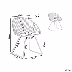 Set of 2 Dining Chairs AURORA Metal Gold