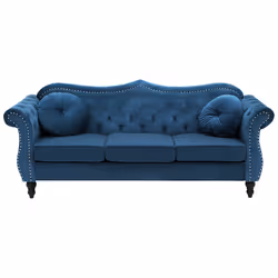 Sofa SKIEN Velvet Navy Blue 3 Seater