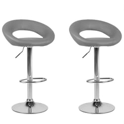 Set of 2 Bar Chairs PEORIA Faux Leather Swivel Grey