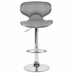 Set of 2 Bar Chairs CONWAY Faux Leather Swivel Grey