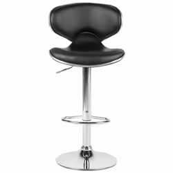 Set of 2 Bar Chairs CONWAY Faux Leather Swivel Black