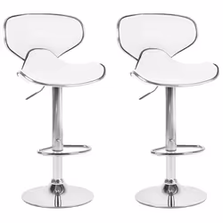 Set of 2 Bar Chairs CONWAY Faux Leather Swivel White