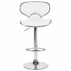 Set of 2 Bar Chairs CONWAY Faux Leather Swivel White