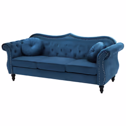 Living Room Set SKIEN Velvet Navy Blue 5 Seater
