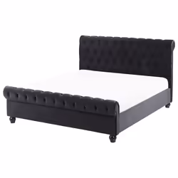 Bed Velvet AVALLON 140 x 200 cm (EU Double) Black