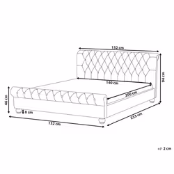Bed Velvet AVALLON 140 x 200 cm (EU Double) Grey