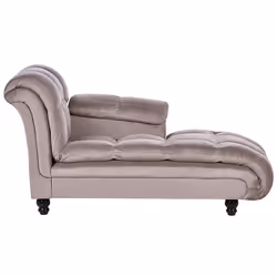 Left Hand Chaise Lounge LORMONT Fabric Taupe