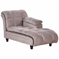 Left Hand Chaise Lounge LORMONT Fabric Taupe