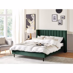 Bed Velvet VILLETTE 160 x 200 cm (EU King Size) Dark Green