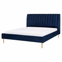 Bed Velvet MARVILLE 160 x 200 cm (EU King Size) Navy Blue