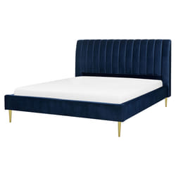 Bed Velvet MARVILLE 160 x 200 cm (EU King Size) Navy Blue